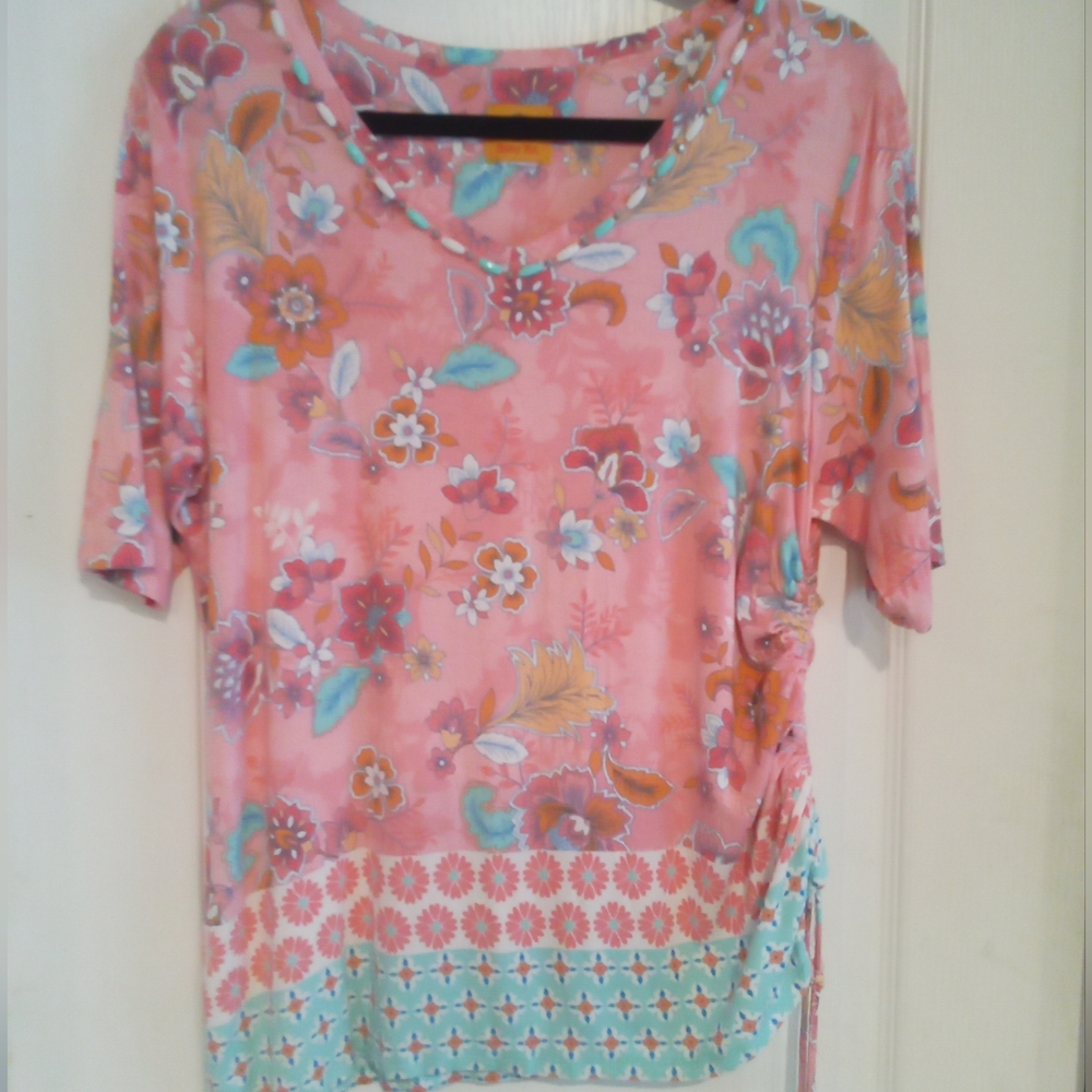 Assymetrical Floral Pink Top
